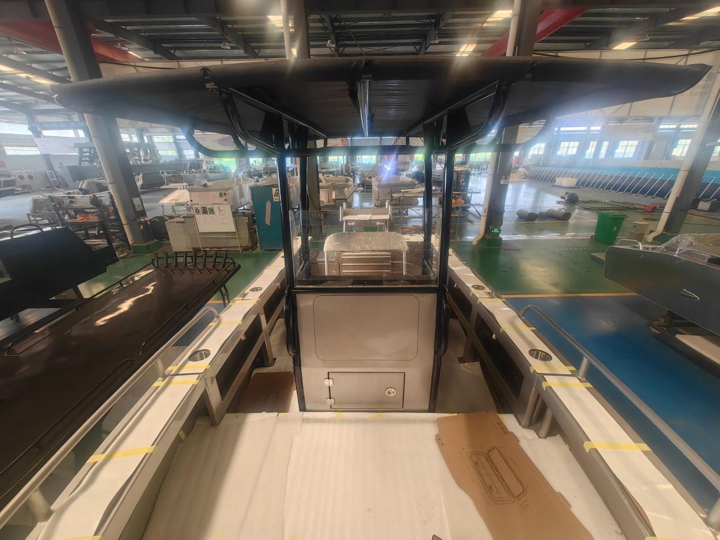 View along the deck from the console