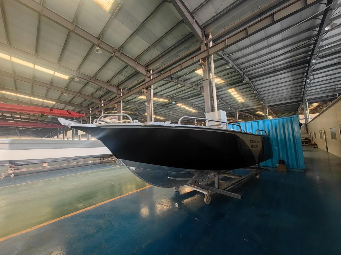 Painted hull in the factory