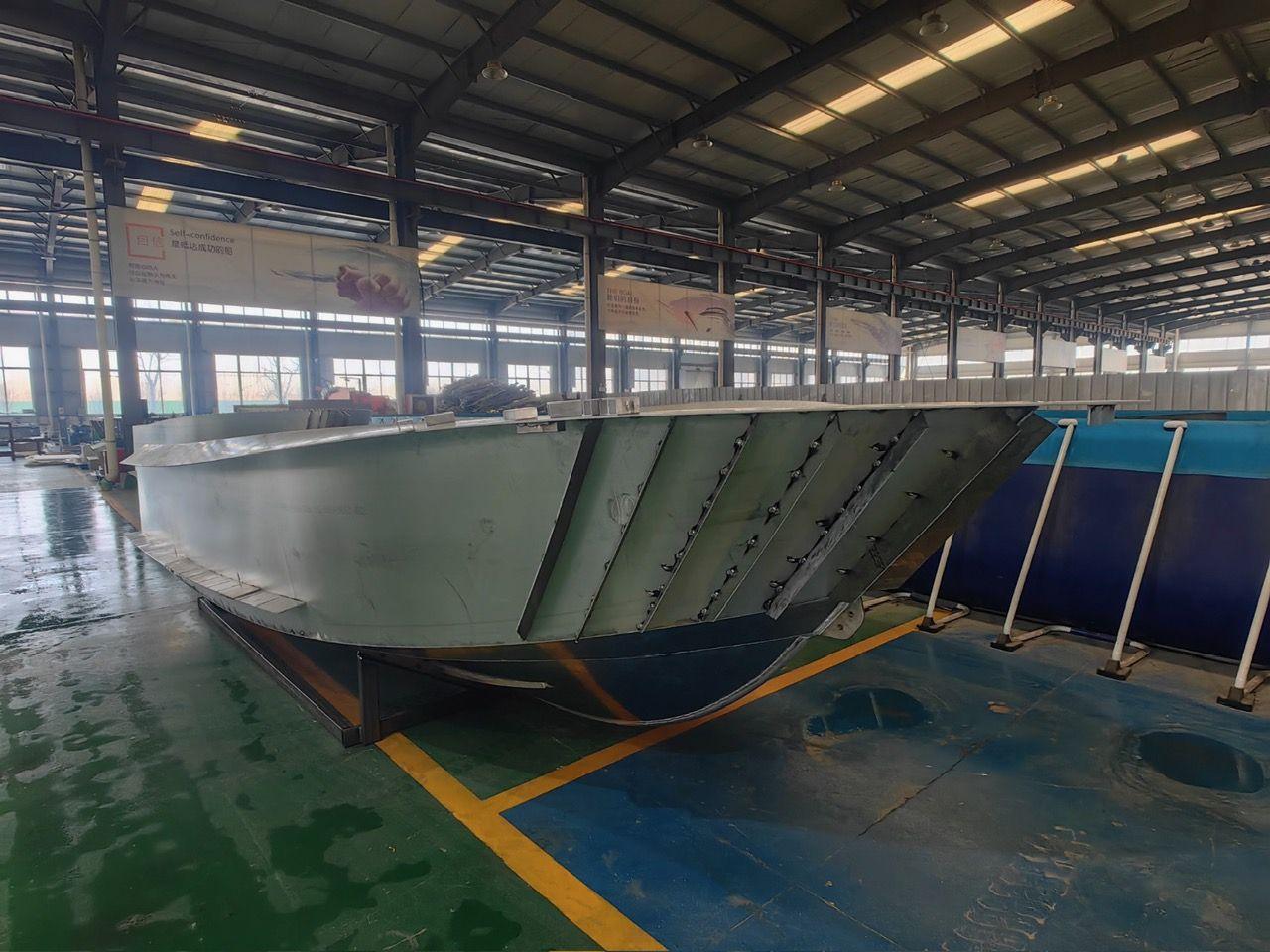 Aluminium hull on the factory floor