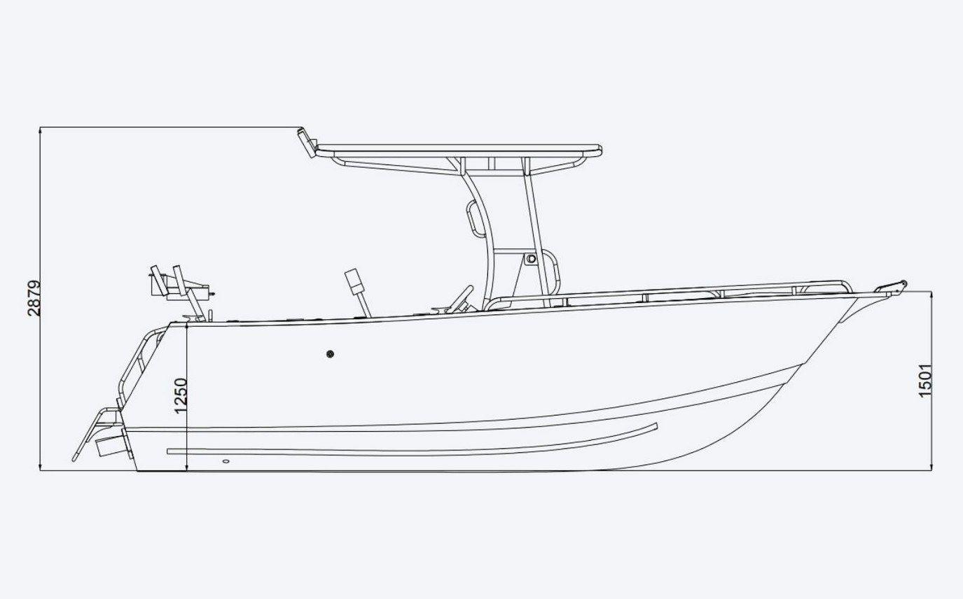 Ultra V 625 Open Ocean side elevation drawing